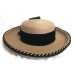 BRENDA WAITES BOLLING Tan/Camel Wool Hat  Black Velvet & Gold Bow  21.5"  6 7/8  eb-72861623